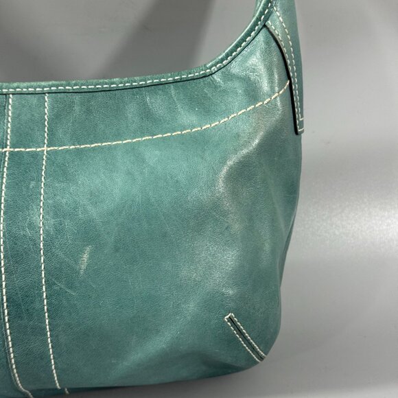 Vintage Coach # 10739 Small Ergo Hobo Teal Leather Handbag Blue Green - Picture 8 of 14